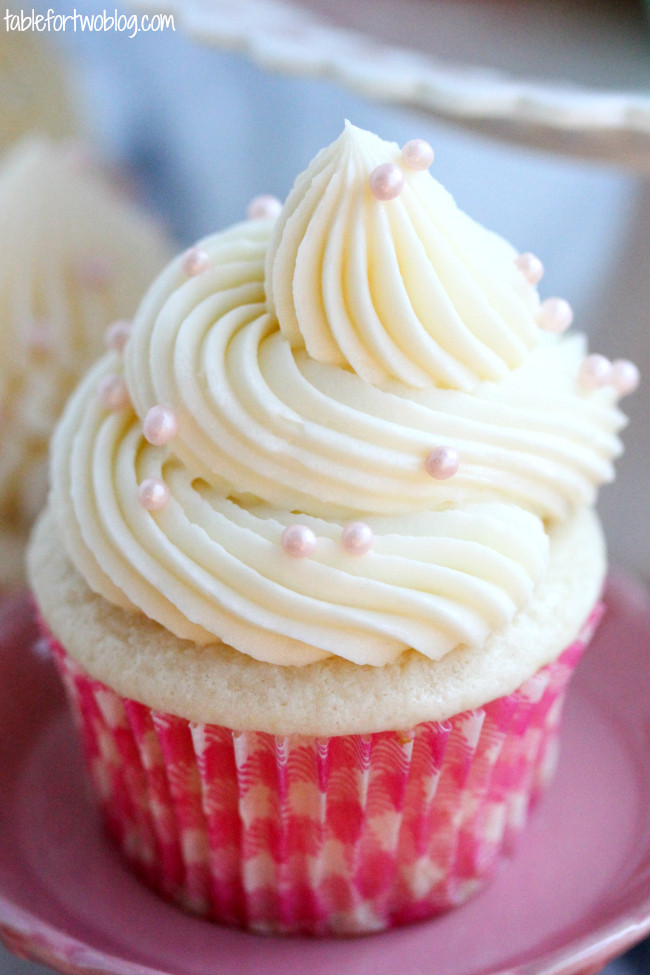 Wedding Cake Cupcake Recipe
 White Wedding Cake Cupcakes Table for Two by Julie Wampler