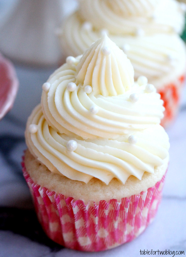 Wedding Cake Cupcake Recipe
 White Wedding Cake Cupcakes Table for Two