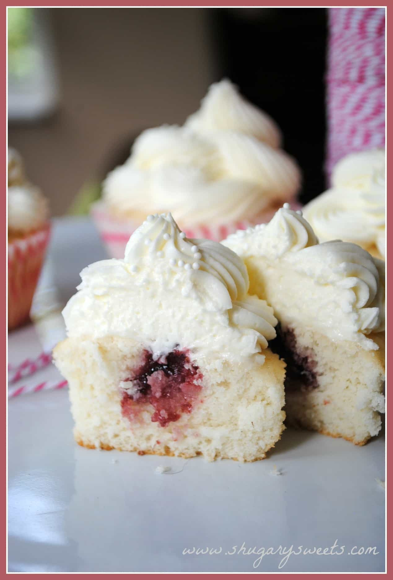 Wedding Cake Cupcake Recipe
 Almond Wedding Cake Cupcakes with Raspberry Filling