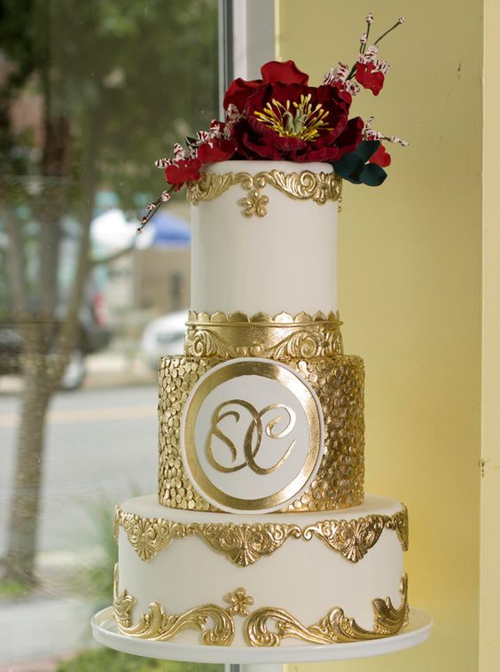 Wedding Cake Gold And White
 white indian wedding cake