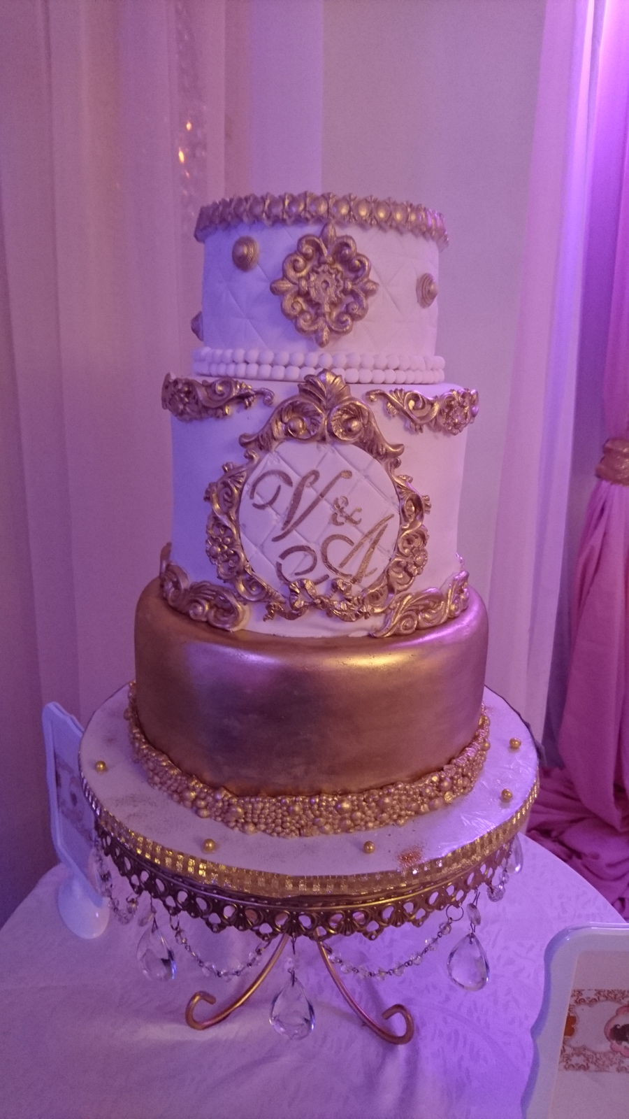 Wedding Cake Gold And White
 Elegant Baroque Vintage White & Gold Wedding Cake