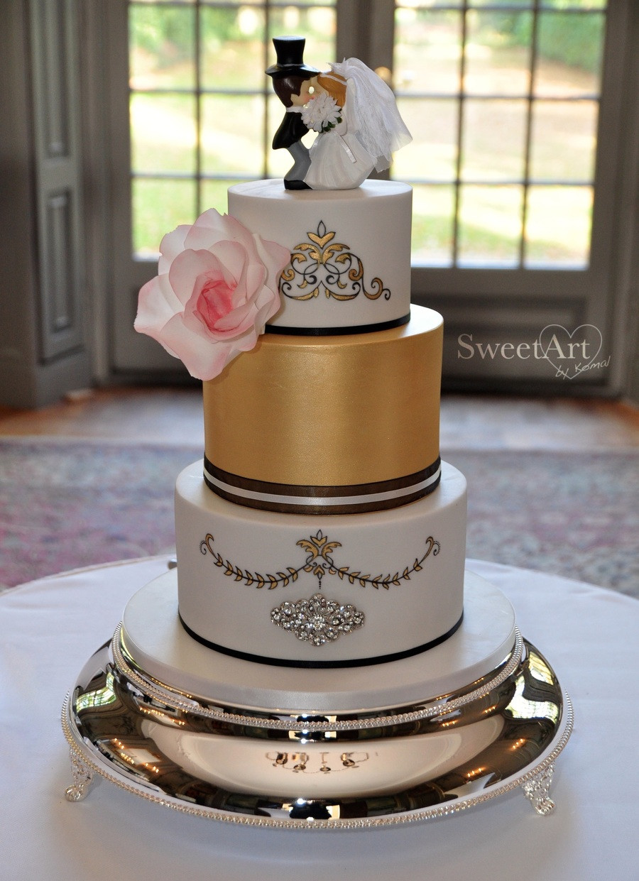 Wedding Cake Gold And White
 White And Gold Wedding Cake With Rococo Style Elements