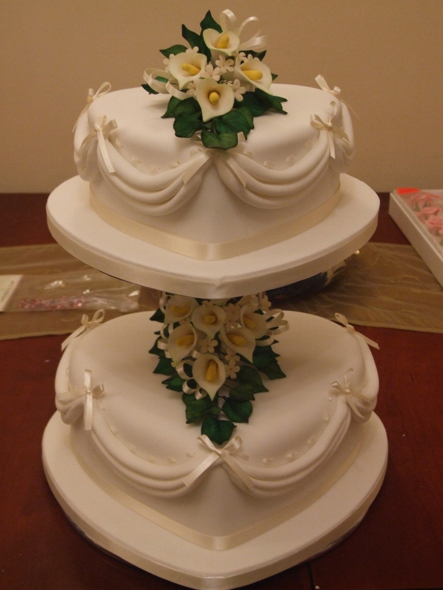 Wedding Cake Recipes For Tiered Cakes
 2 Tier Heart Wedding Cake CakeCentral