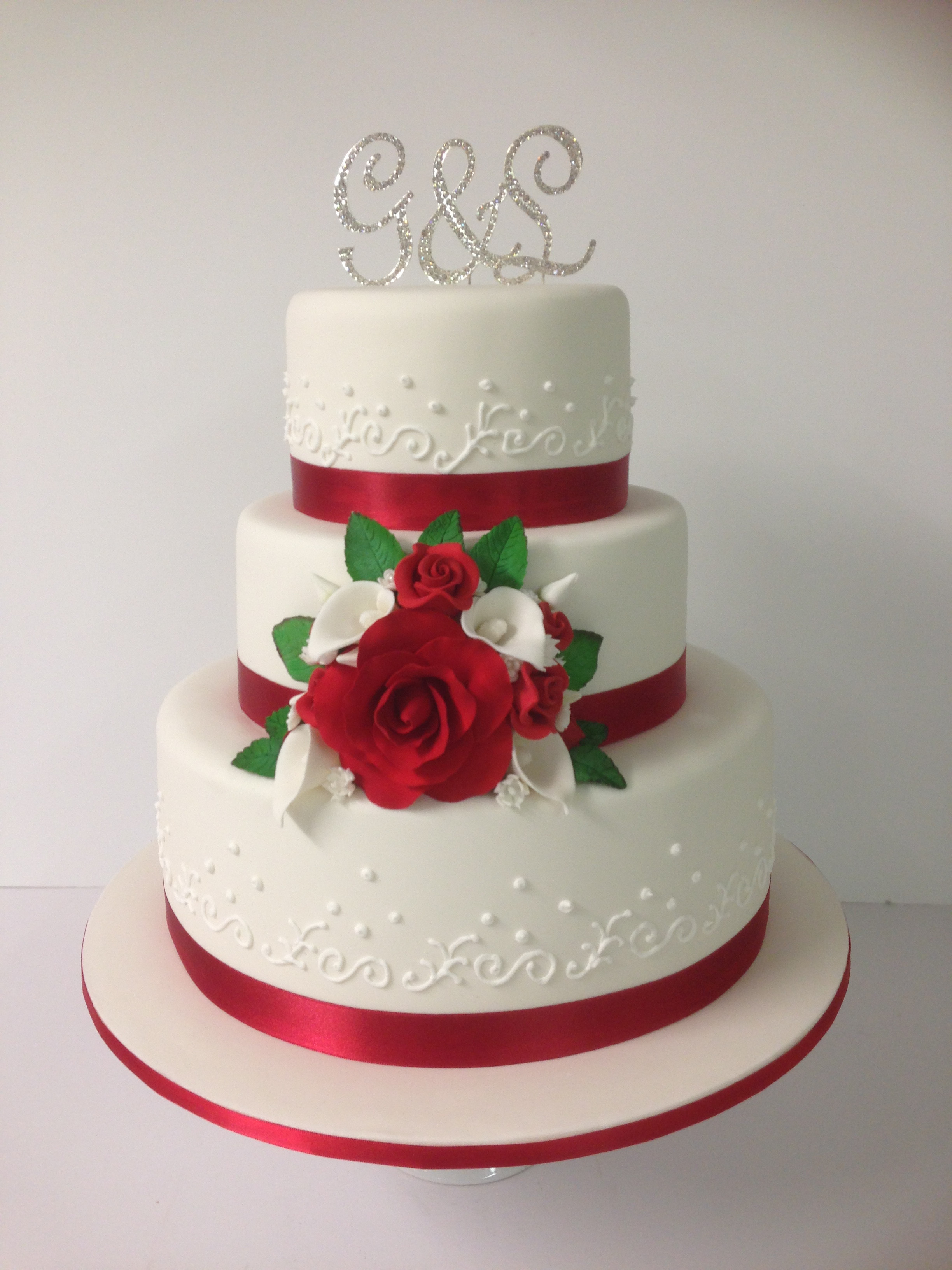 Wedding Cake Red And White
 3 tier red and white wedding cake Annette s Heavenly Cakes