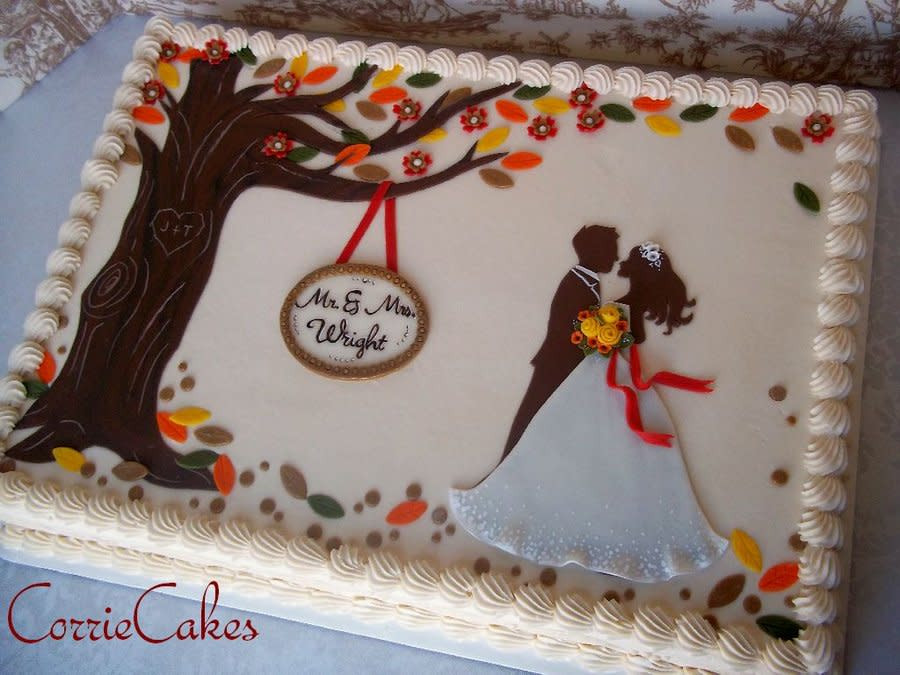 Wedding Cake Sheet Cake
 fall wedding sheet cake Cake by Corrie CakesDecor