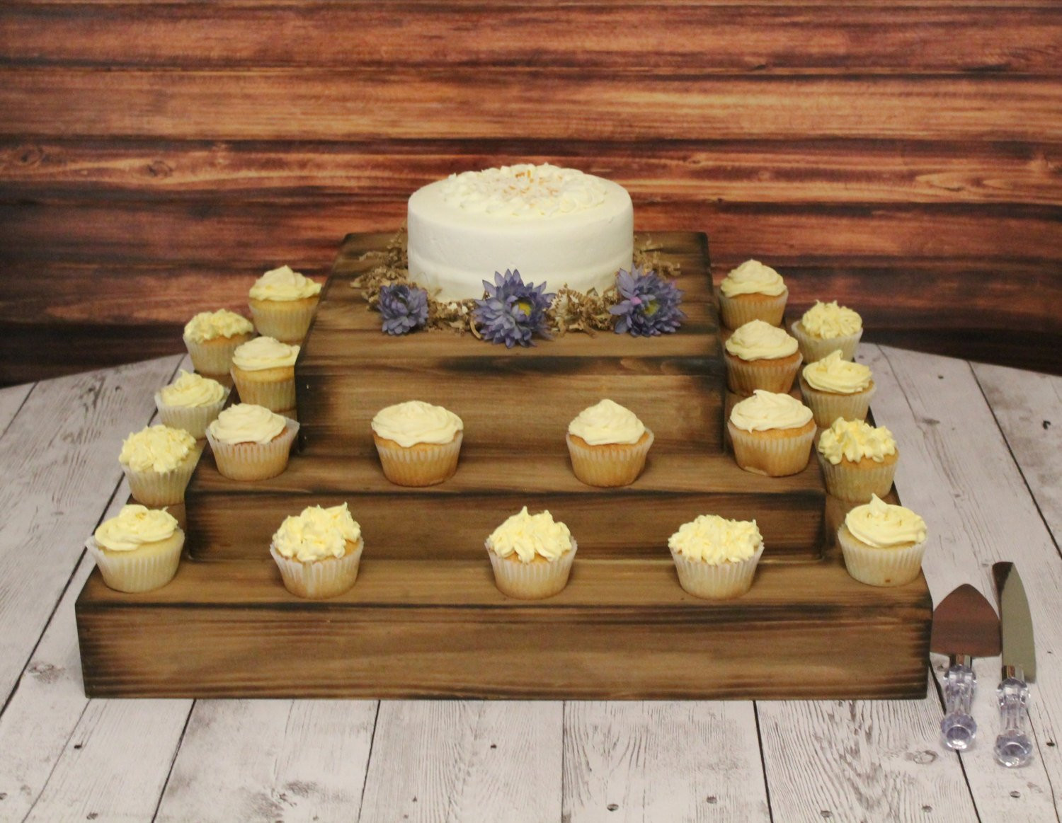 Wedding Cake Stands For Cupcakes
 Wedding Wooden Cake and Cupcake Stand Square Riser Bases