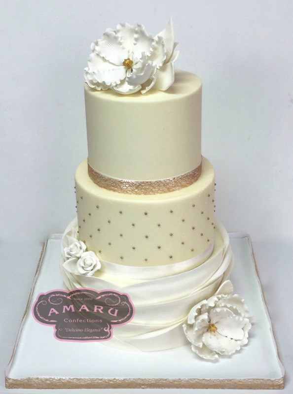 Wedding Cake White And Gold
 of Amaru Confections Wedding Cakes
