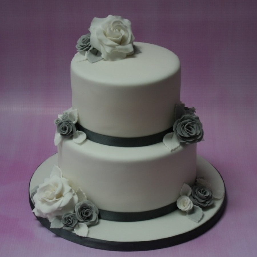 Wedding Cakes 2 Tiers
 Silver and grey wedding cake 2 tier