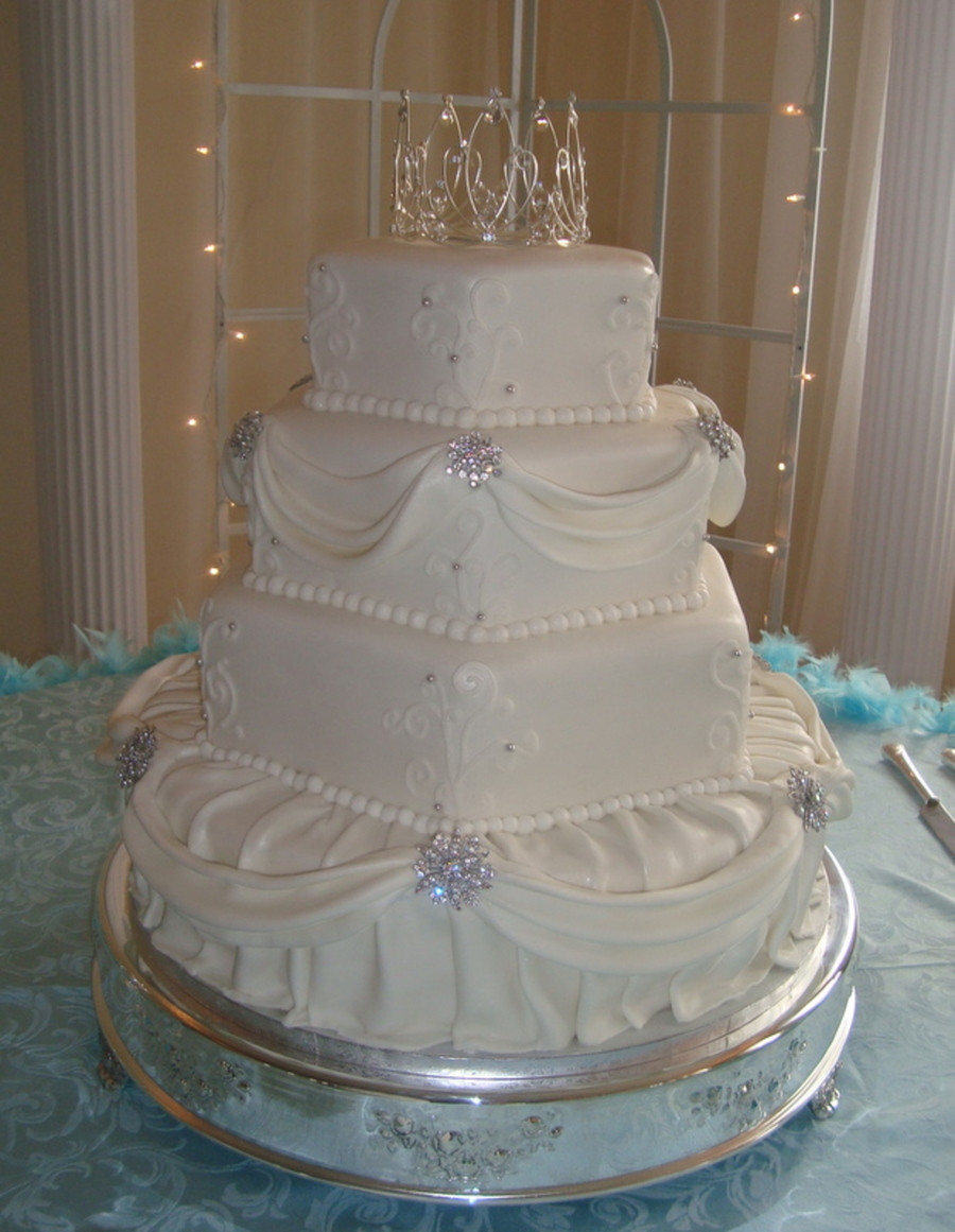 Wedding Cakes 4 Tier
 Hexagon And Round 4 Tier Elegant Wedding Cake