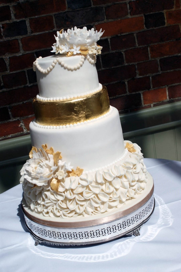 Wedding Cakes 4 Tier
 4 Tier Gold Peony Wedding Cake Bakealous