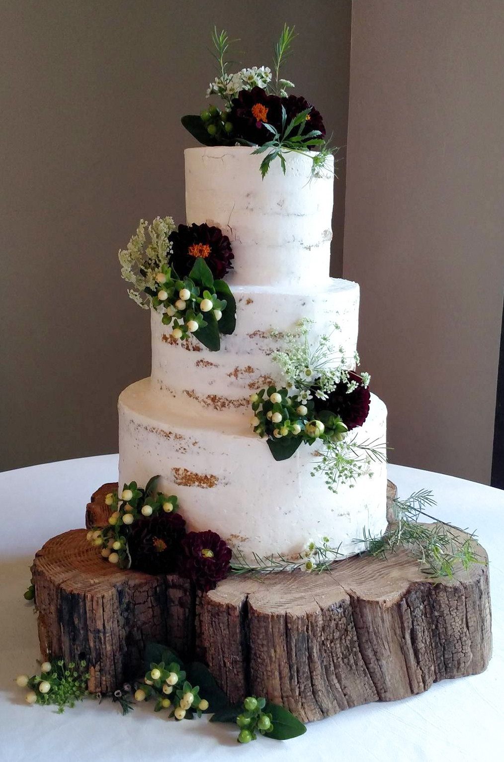 Wedding Cakes Asheville Nc
 Barely iced cake with fresh flowers • Just Simply
