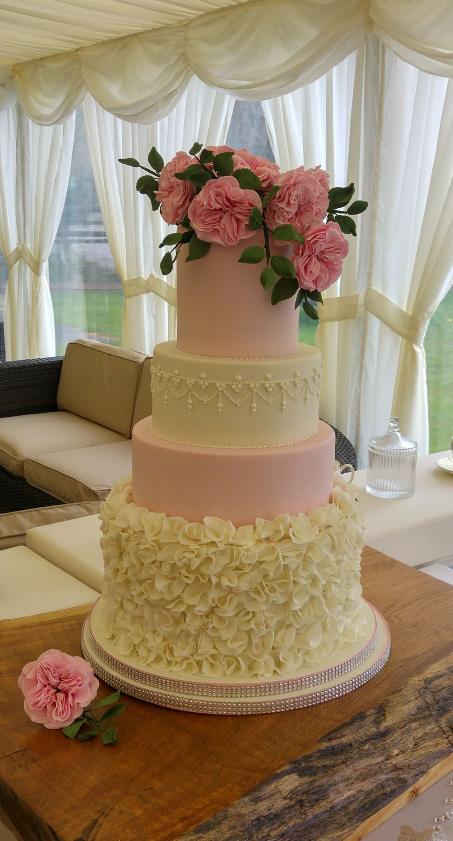 Wedding Cakes Austin
 Ruffles And David Austin Roses Wedding Cake CakeCentral