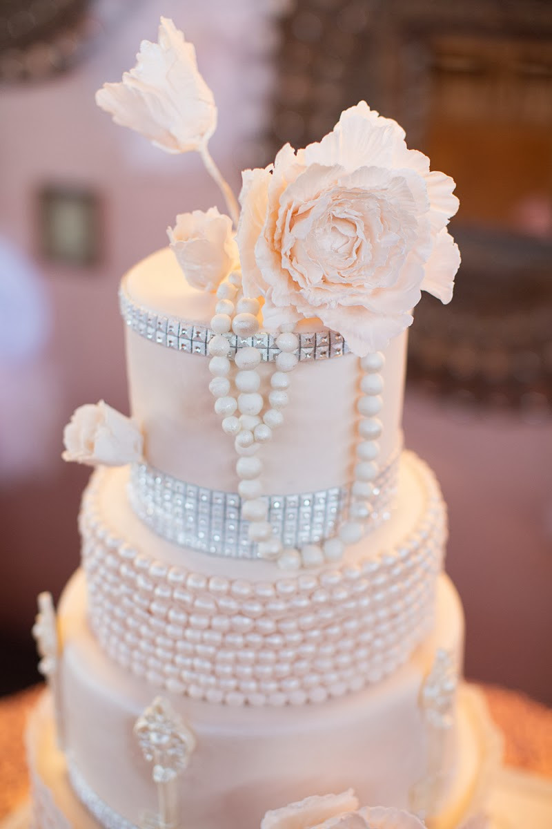 Wedding Cakes Bakery
 Angel Cakes Bakery Pearls Peonies Bling Wedding Cake