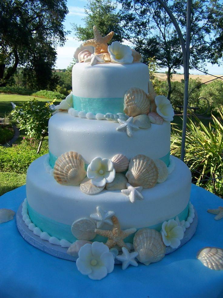 Wedding Cakes Beach Theme
 Beach Theme Wedding Cake — Seashells Ocean Beach