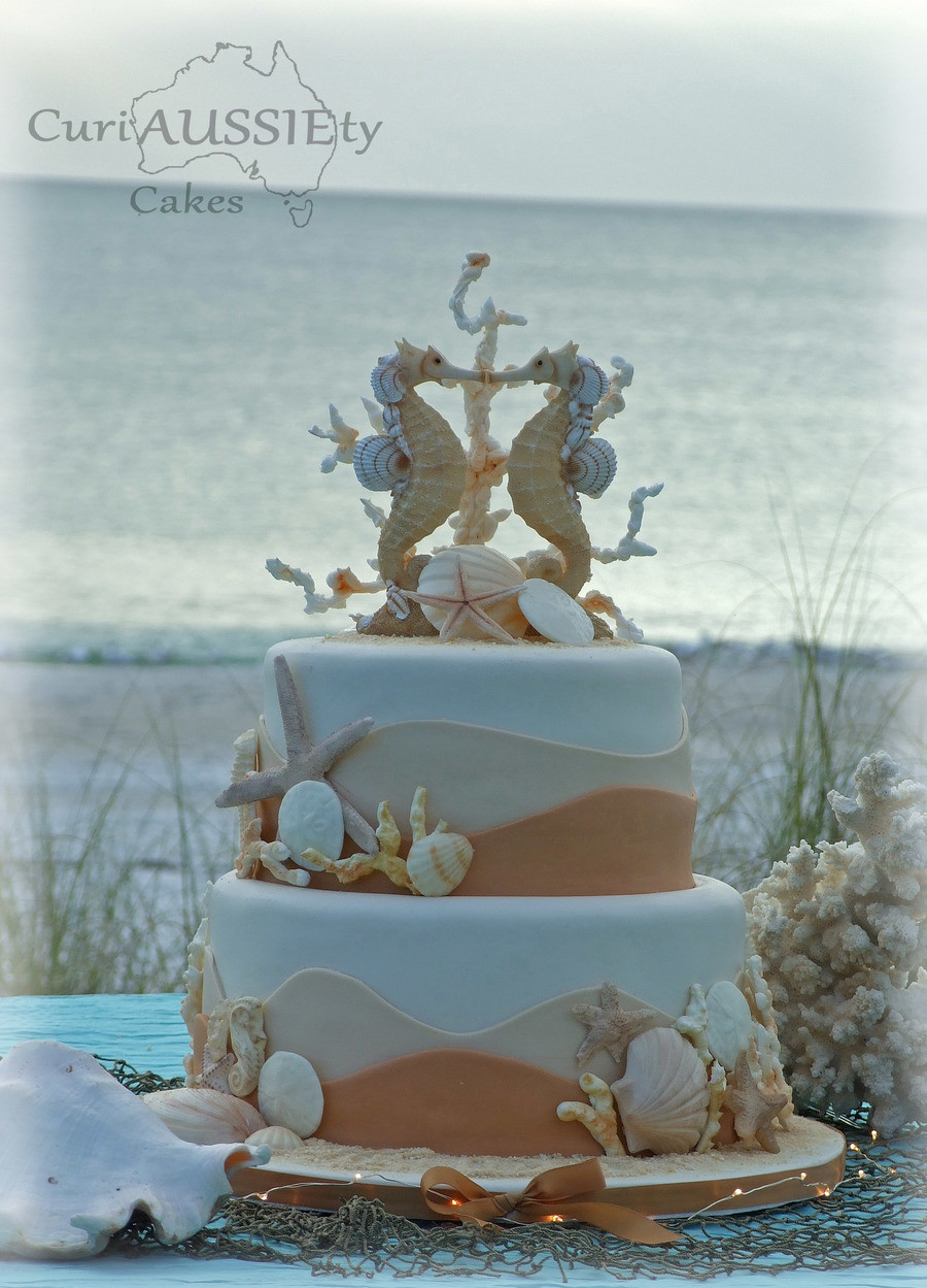 Wedding Cakes Beach Theme
 sea Horse Beach Theme Wedding Cake CakeCentral