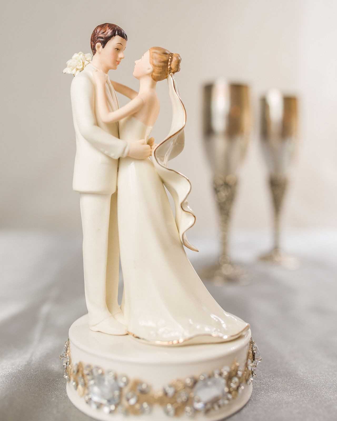Wedding Cakes Bride And Groom
 Glam f White Porcelain Bride and Groom Wedding Cake