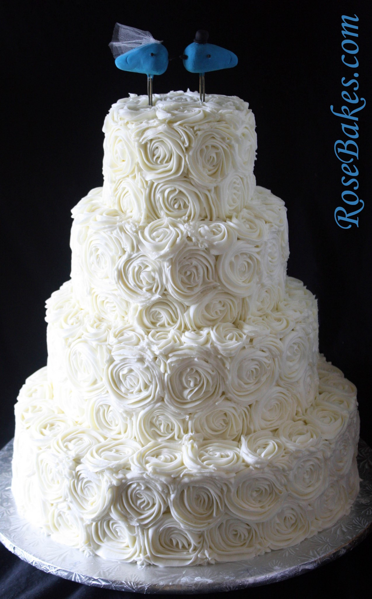 Wedding Cakes Butter Cream
 Ivory Buttercream Roses Wedding Cake with LoveBirds Cake