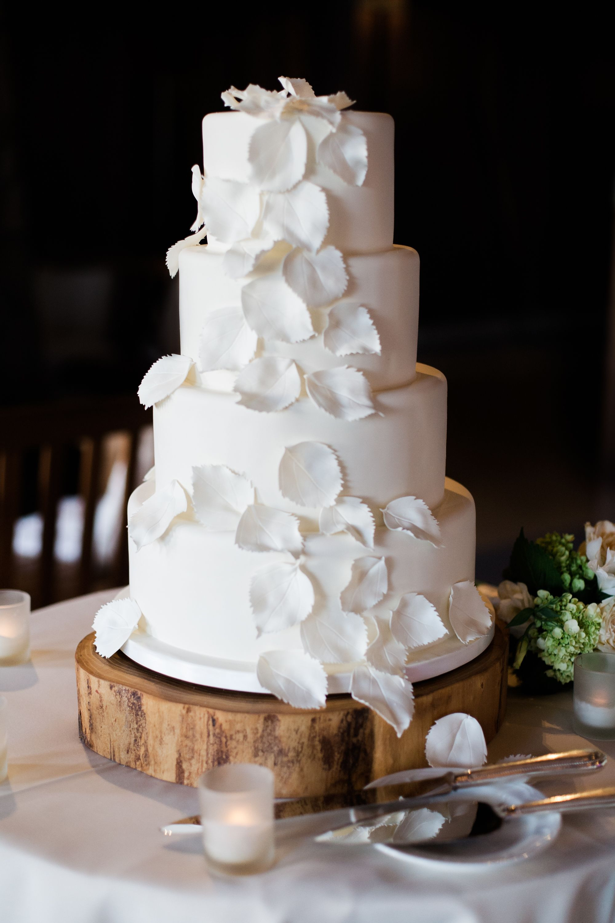 Wedding Cakes Colorado
 Sugar Aspen Leaf Decorated Fondant Cake