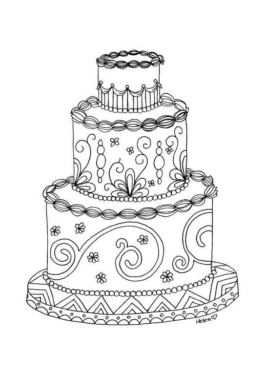 Wedding Cakes Coloring Pages
 8 Name Paper Crafts Wedding cake adult coloring page