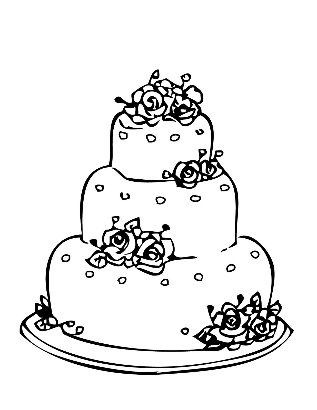 Wedding Cakes Coloring Pages
 Round Wedding Cake Coloring Pages to printing