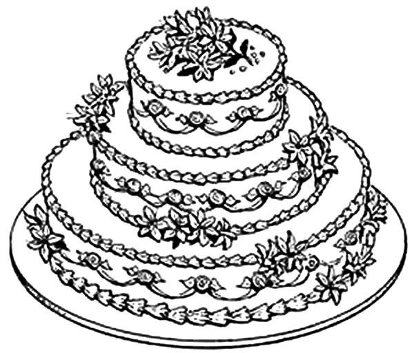 Wedding Cakes Coloring Pages
 Beautiful Wedding Cake Coloring Pages
