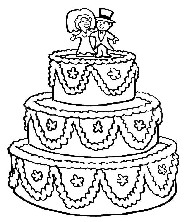 Wedding Cakes Coloring Pages
 Beautifully Decorated Wedding Cake Coloring Pages