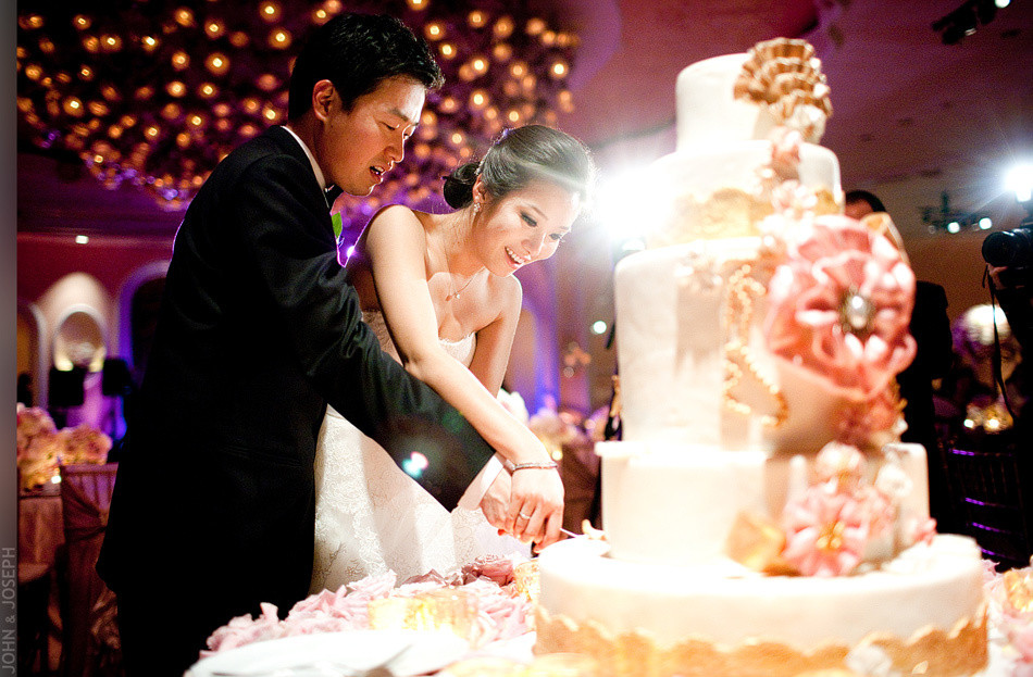 Wedding Cakes Cutting
 California wedding Asian bride and groom cut wedding cake