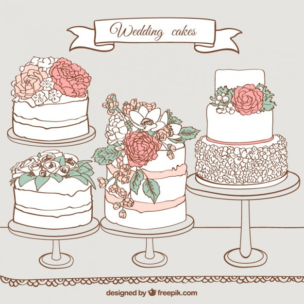 Wedding Cakes Drawings
 Hand drawn wedding cakes Vector