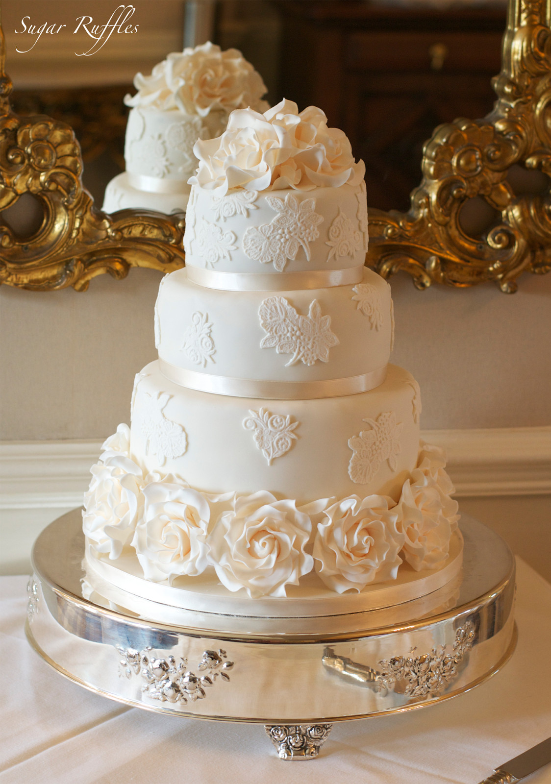 Wedding Cakes Elegant
 Wedding Cakes with lace and roses