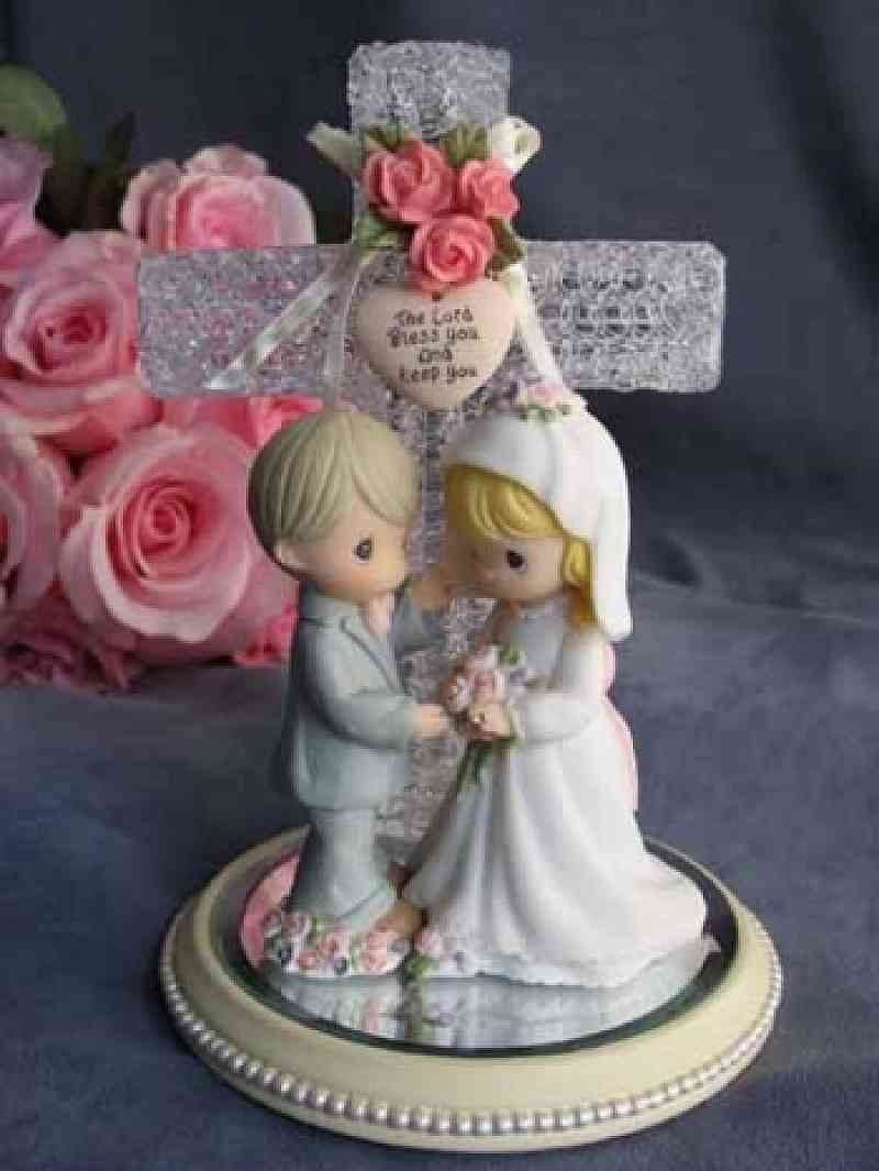 Wedding Cakes Figurines
 Precious Moments Forever True Wedding Couple Cross Cake