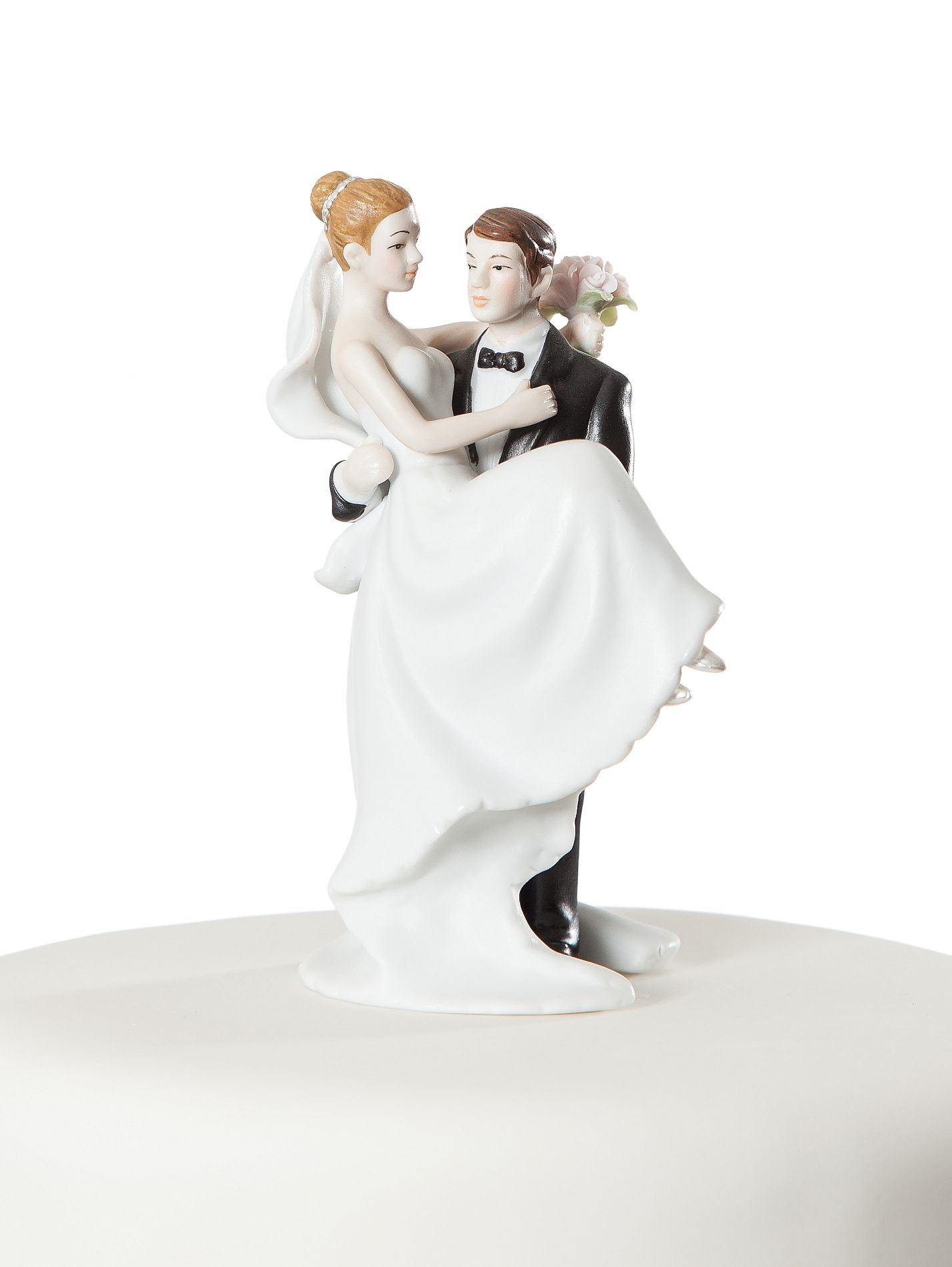 Wedding Cakes Figurines
 Small Groom Holding Bride Traditional Cake Topper Figurine