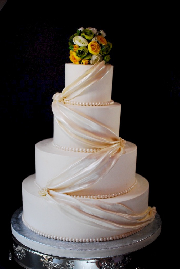 Wedding Cakes Fondant
 Fondant Swag Wedding Cake