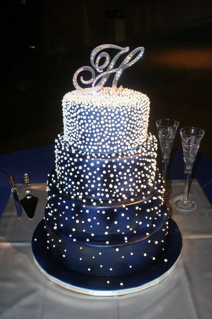 Wedding Cakes Franklin Tn
 Midnight blue & pearls wedding cake by Renay Zamora