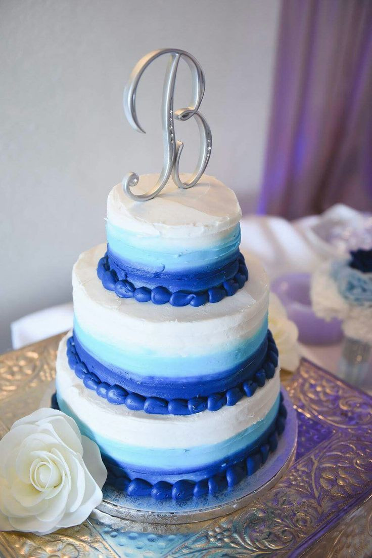 Wedding Cakes From Sam'S Club
 Blue ombre 3 tier wedding cake from Sam s Club bakery