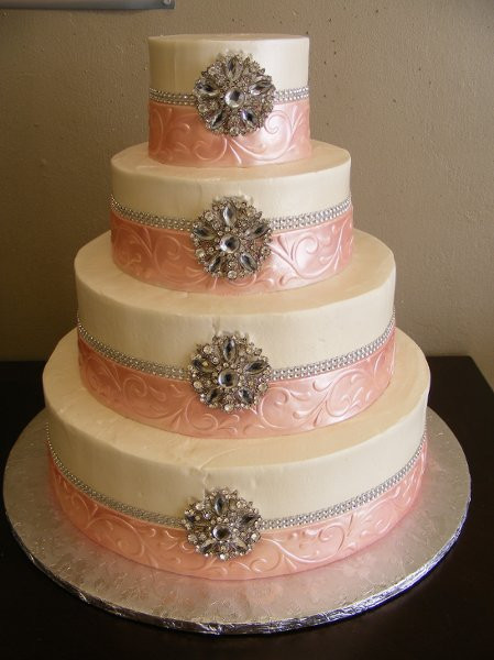 Wedding Cakes In Houston
 IVORYPINKSILVERBROACHEDWEDDINGCAKE Houston