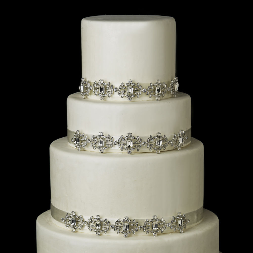 Wedding Cakes Jewelry
 Ivory White Silver Clear Emerald Cut Rhinestone Wedding
