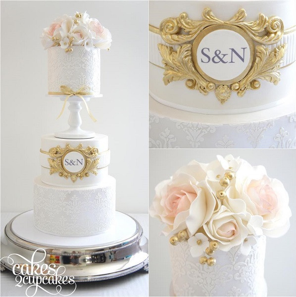Wedding Cakes Monogram
 Cake Accents Gold Buds & Berries – Cake Geek Magazine