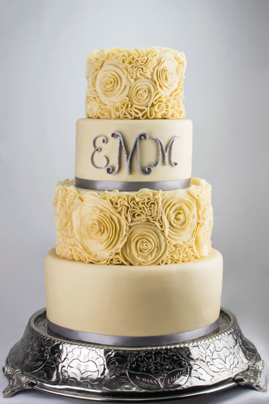Wedding Cakes Monogram
 Monogrammed Ivory Wedding Cake CakeCentral