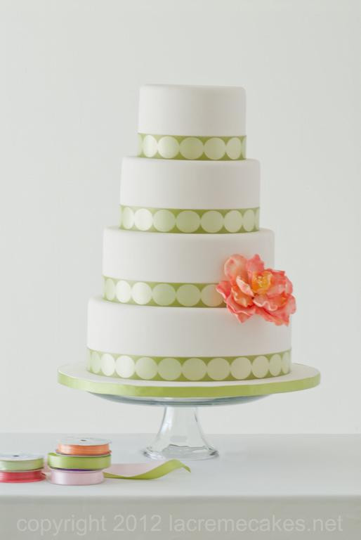 Wedding Cakes Murfreesboro Tn
 green ribbon wedding cake3 from La Crème Wedding Cakes in