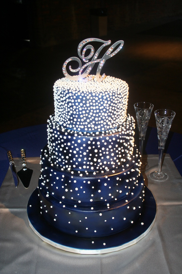 Wedding Cakes Nashville
 Midnight blue & pearls wedding cake by Renay Zamora