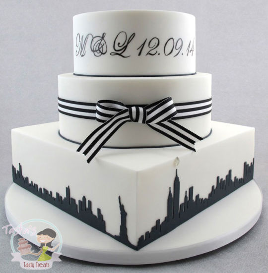 Wedding Cakes New York
 New York Themed Black & White Wedding Cake cake by
