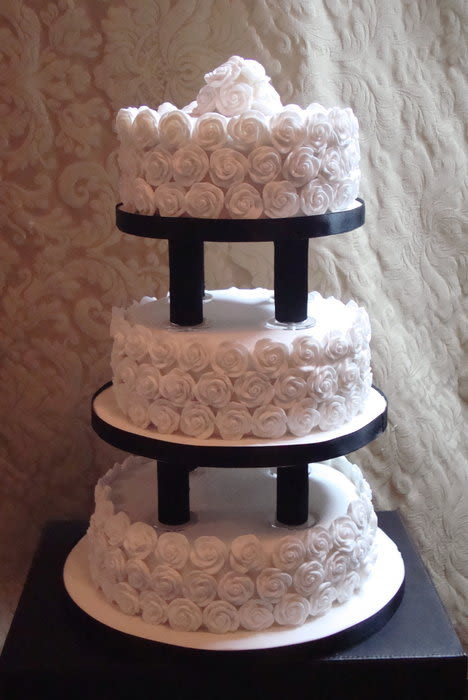 Wedding Cakes Pillars
 Rose Covered Modern Pillar Wedding Cake cake by Floriana