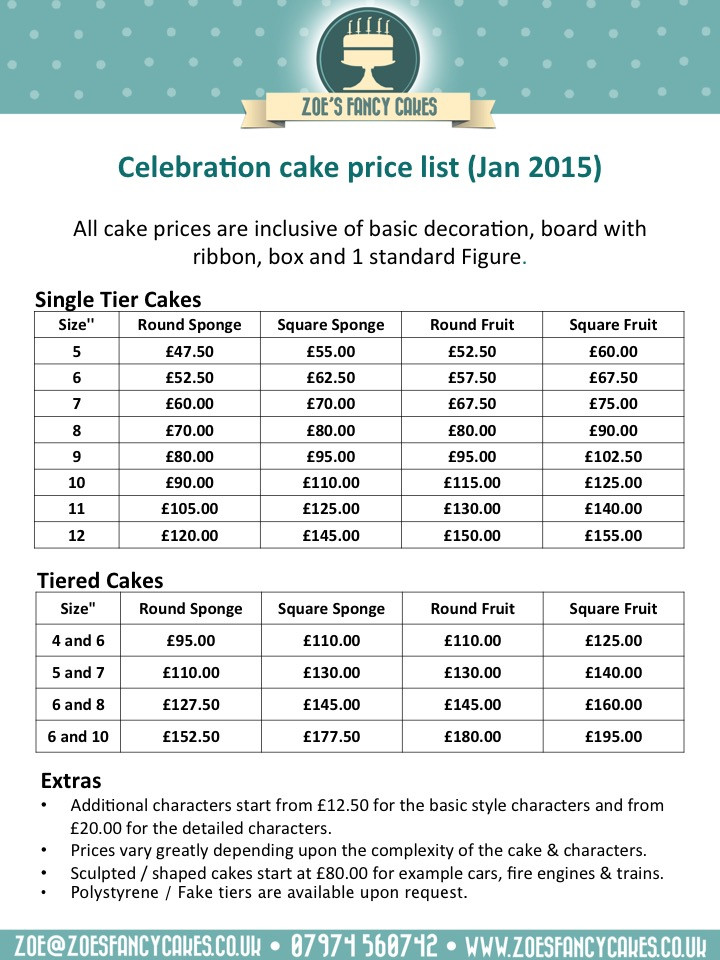 Wedding Cakes Price List
 Wedding cake price list idea in 2017