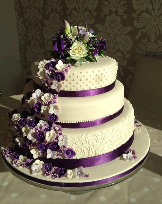 Wedding Cakes Purple Flowers
 purple flower wedding cake cake by Samantha clark