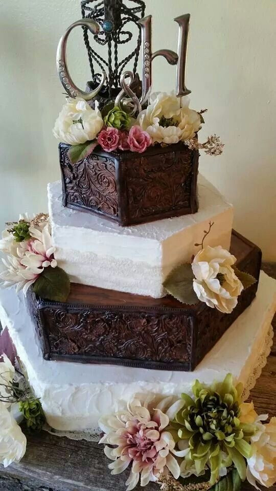 Wedding Cakes Rapid City Sd
 Tooled Leather wedding cake by 2 Sisters Bakery in Rapid