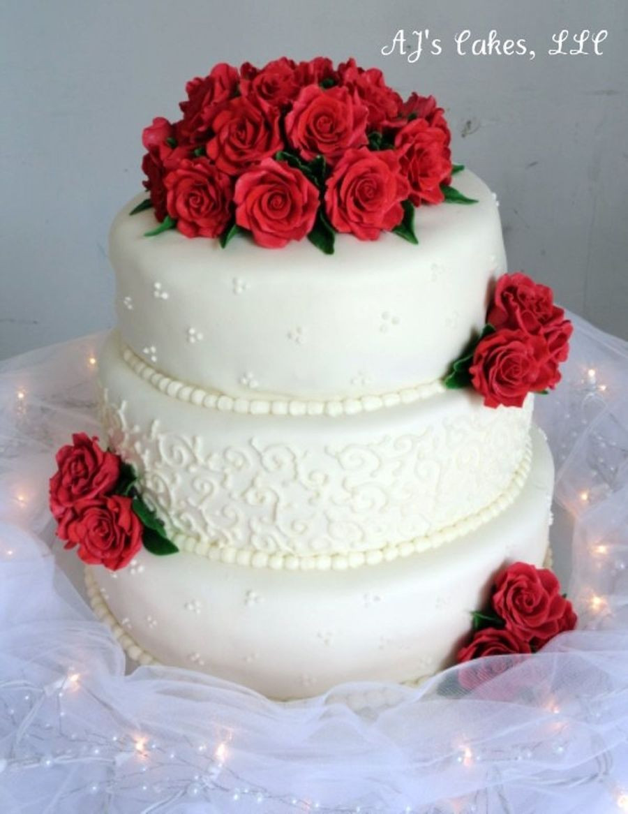Wedding Cakes Red Roses
 Red Rose Wedding Cake CakeCentral