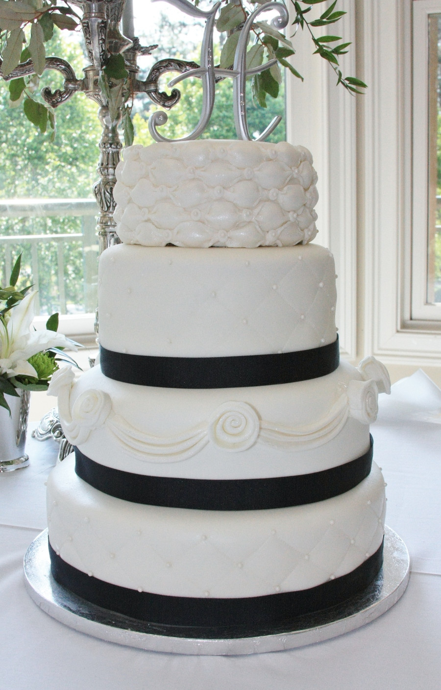 Wedding Cakes Ribbon
 Wedding Cake W Navy Ribbon CakeCentral