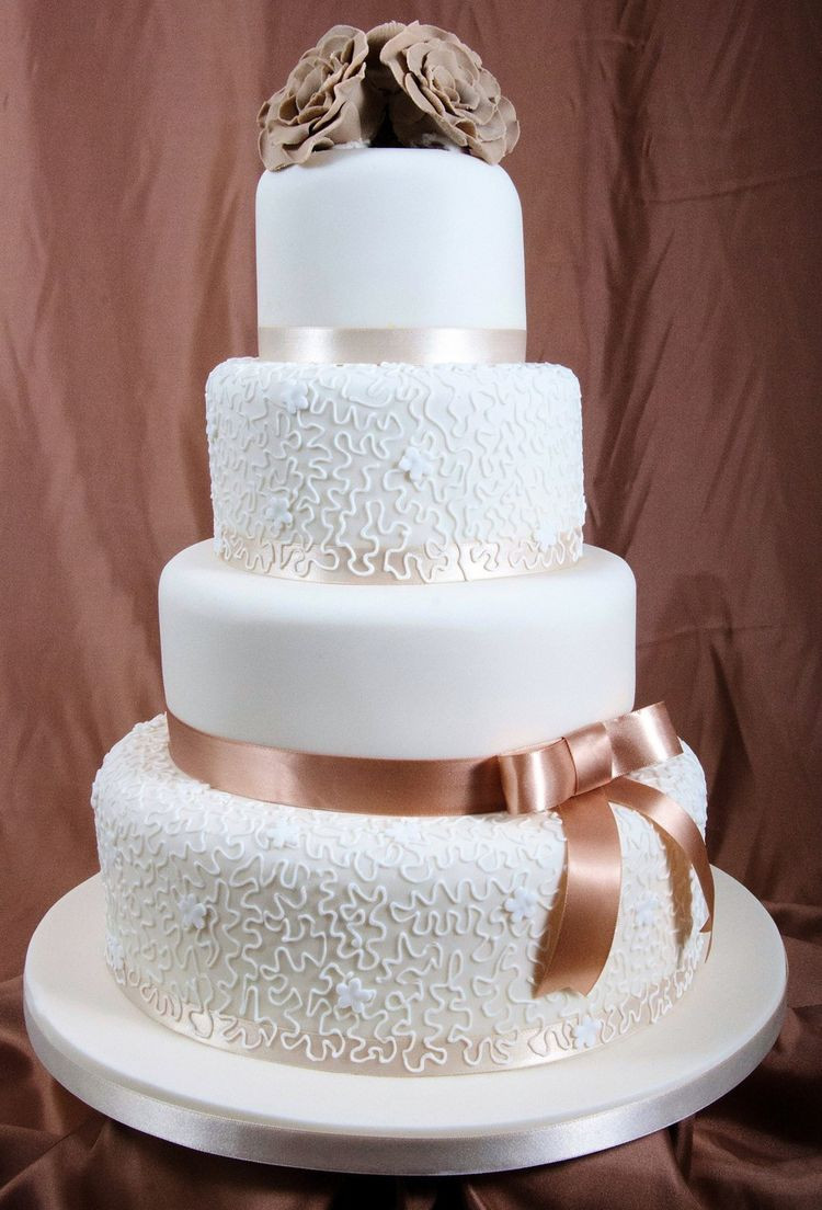 Wedding Cakes Ribbon
 Wedding cake with brown ribbon