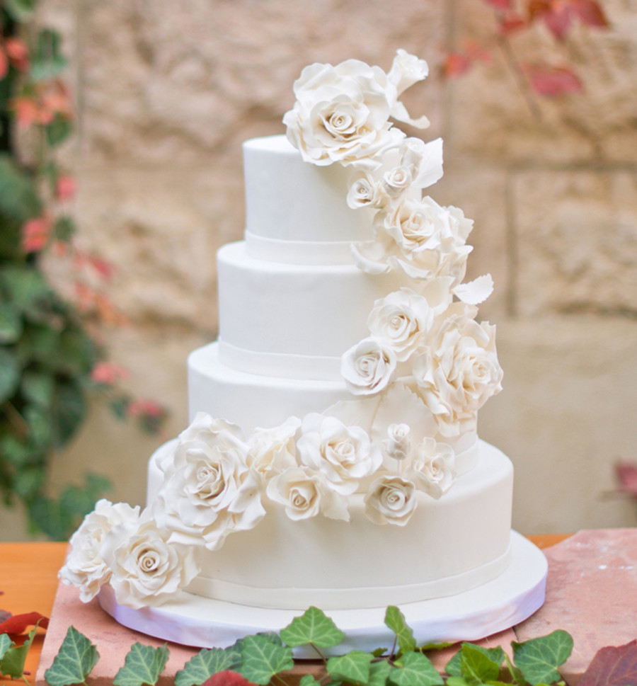Wedding Cakes Roses
 White Roses Wedding Cake CakeCentral