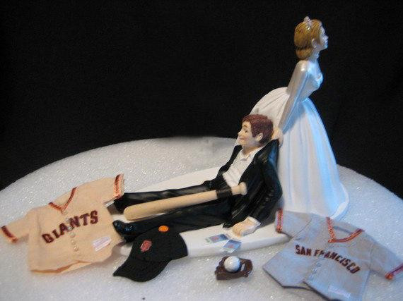 Wedding Cakes San Francisco
 San Francisco Giants Wedding Cake Topper Groom Bride Bat